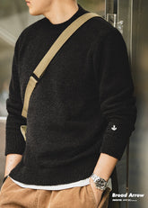 Maden Vintage Half Turtleneck Solid Color Sweater Men's Autumn and Winter Thin Fluffy Knitted Sweaters Halloween Men Pullovers